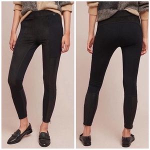 Anthropologie Faux Suede and Leather Moto Ankle Zip Skinny Pants Black Size 25